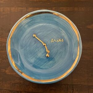 Anthropologie Blue and Gold Aries Zodiac Trinket Dish